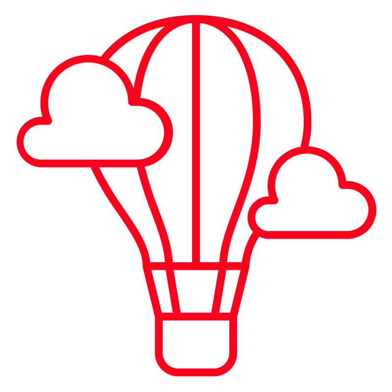 Red icon of a hot air balloon from the Noun Project https://thenounproject.com/icon/hot-air-balloon-3928932/
